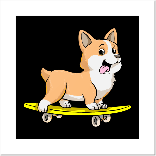 Dog as Skater with Skateboard Wall Art by Markus Schnabel